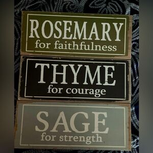 Rosemary, Thyme & Sage Shadowbox Decor Spice Signs Set of 3 10”x4”